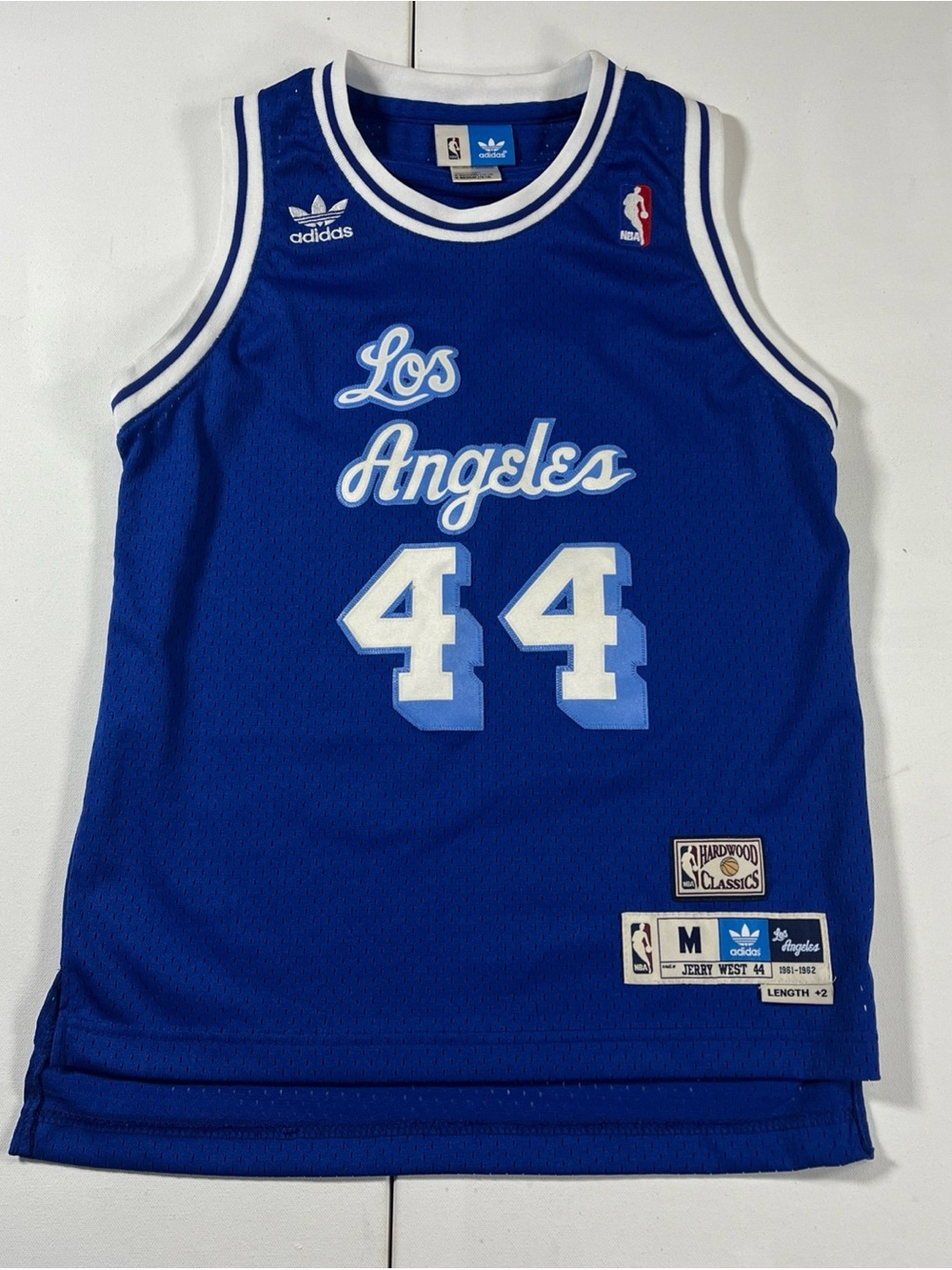 Adidas Jerry West 44 Lakers Jersey Hardwood Classics Stitched 1961 Youth M 10-12
